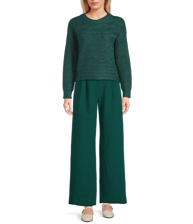 I.N. San Francisco Crew Neck Long Sleeve Cropped Sweater