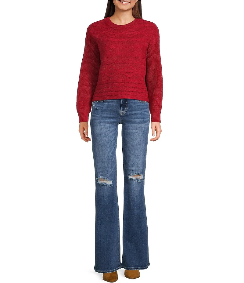 I.N. San Francisco Crew Neck Long Sleeve Cropped Sweater