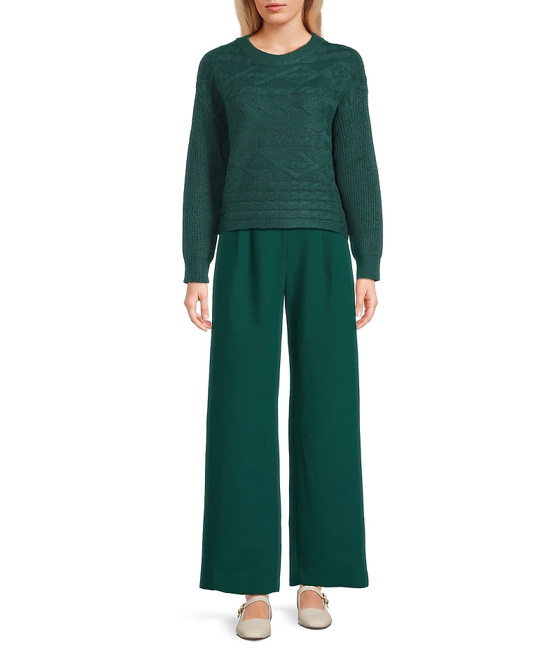 I.N. San Francisco Crew Neck Long Sleeve Cropped Sweater