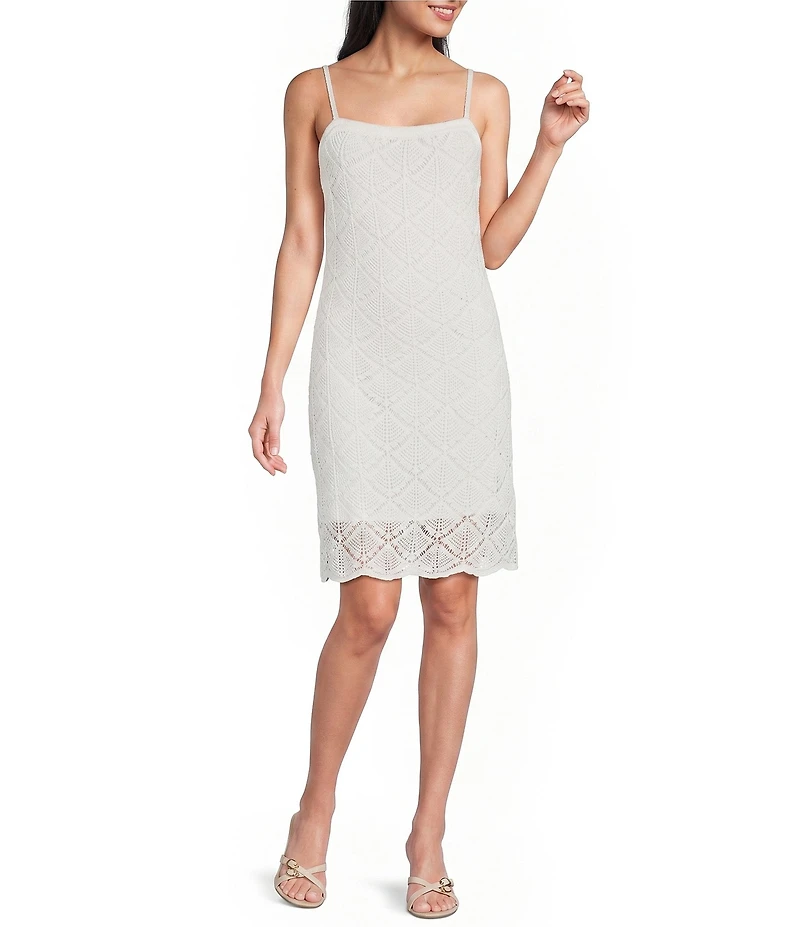 I.N. San Francisco Crochet Square Neck Dress