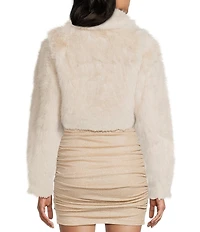 I.N. San Francisco Faux Fur Collared Long Sleeve Cropped Shrug