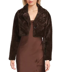 I.N. San Francisco Faux Fur Long Sleeve Cropped Jacket