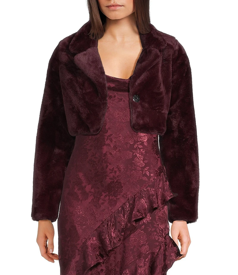 I.N. San Francisco Faux Fur Long Sleeve Cropped Jacket