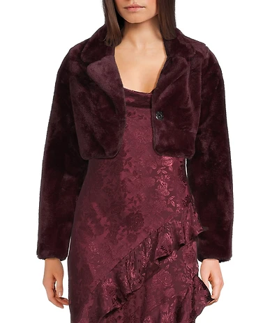 I.N. San Francisco Faux Fur Long Sleeve Cropped Jacket