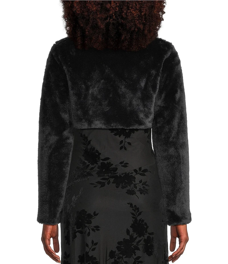I.N. San Francisco Faux Fur Long Sleeve Cropped Shrug