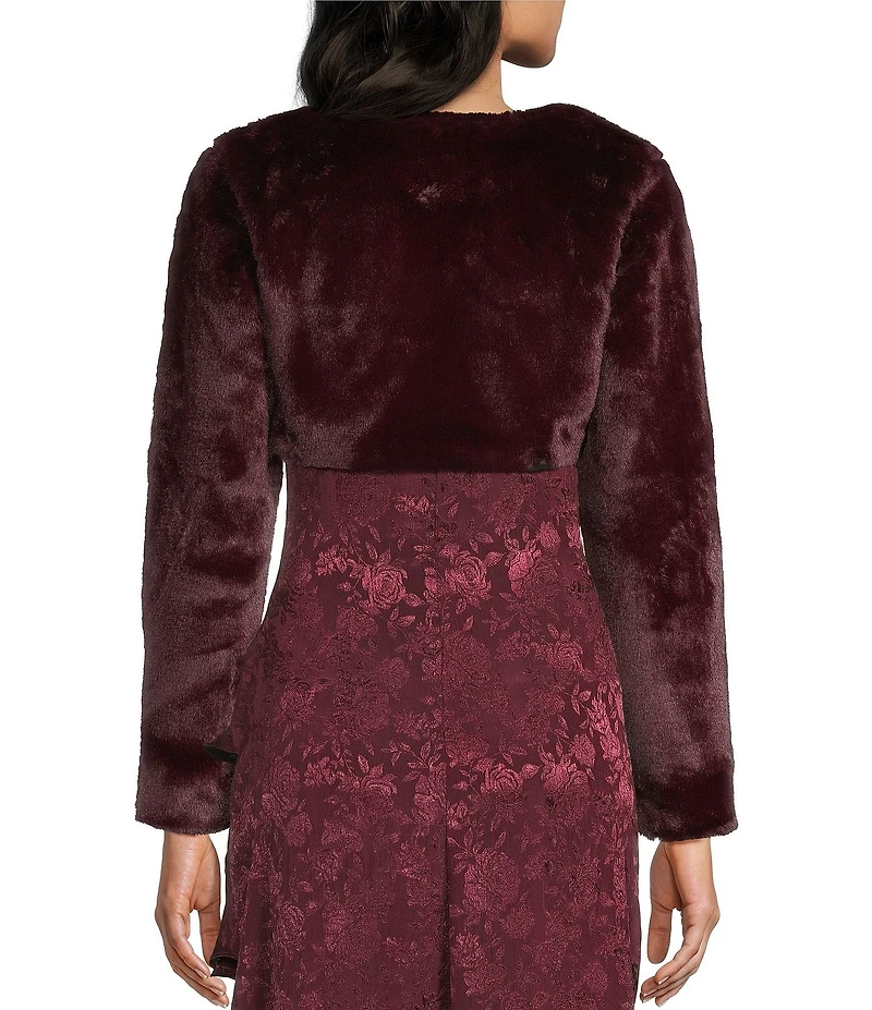 I.N. San Francisco Faux Fur Long Sleeve Cropped Shrug