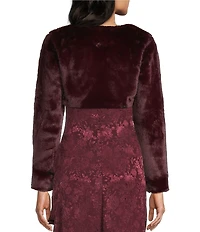 I.N. San Francisco Faux Fur Long Sleeve Cropped Shrug