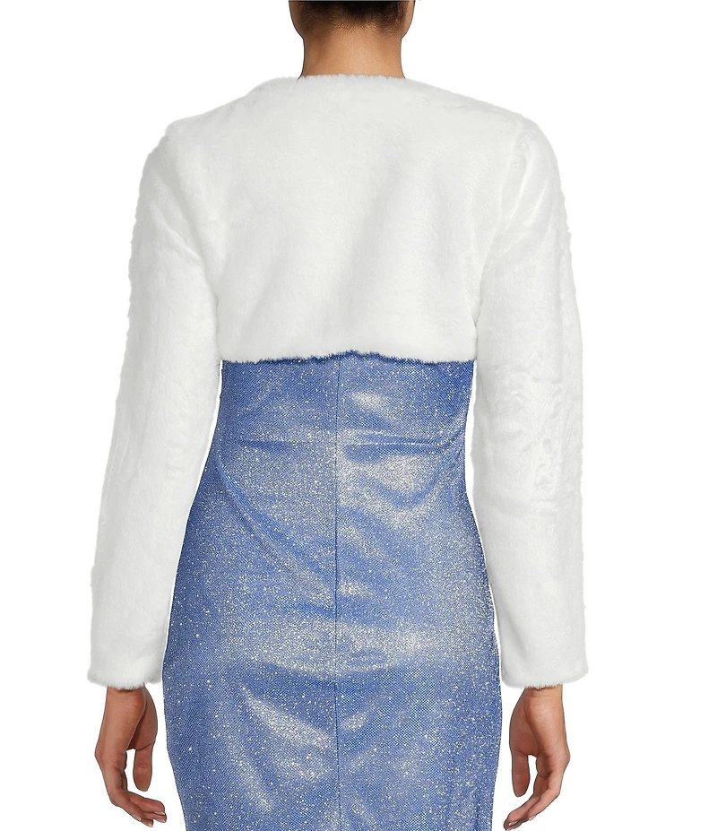 I.N. San Francisco Faux Fur Long Sleeve Cropped Shrug