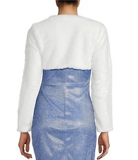 I.N. San Francisco Faux Fur Long Sleeve Cropped Shrug