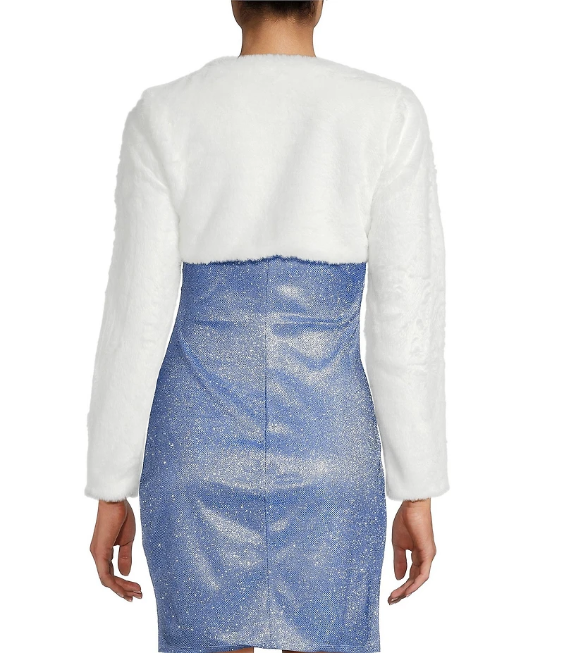 I.N. San Francisco Faux Fur Long Sleeve Cropped Shrug