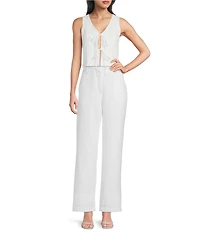 I.N. San Francisco Flat Front Pocketed Straight Leg Coordinating Pants