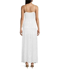 I.N. San Francisco Floral Print Cowl Neck Asymmetrical Ruffled Front Slit Long Dress