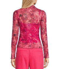 I.N. San Francisco Floral Print Mock Neck Long Sleeve Top