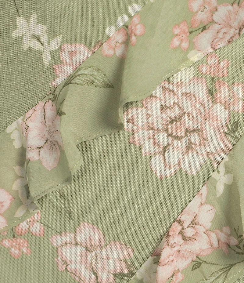 I.N. San Francisco Floral Print Spaghetti Strap Ruffled Slip Dress