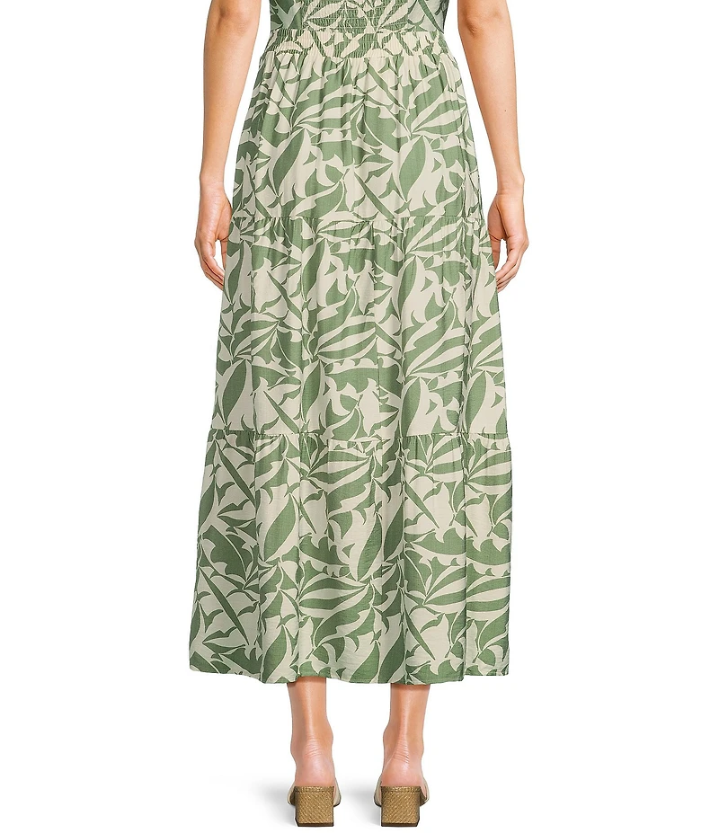 I.N. San Francisco Floral Print Tiered Side Slit Coordinating Maxi Skirt