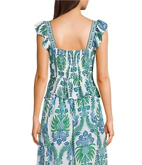 I.N. San Francisco Floral Printed Flutter Sleeve Peplum Top