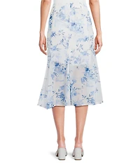 I.N. San Francisco Floral Printed Godet Inset Midi Skirt