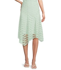 I.N. San Francisco Floral Printed Mesh Lace Asymmetrical Maxi Skirt