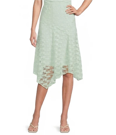 I.N. San Francisco Floral Printed Mesh Lace Asymmetrical Maxi Skirt