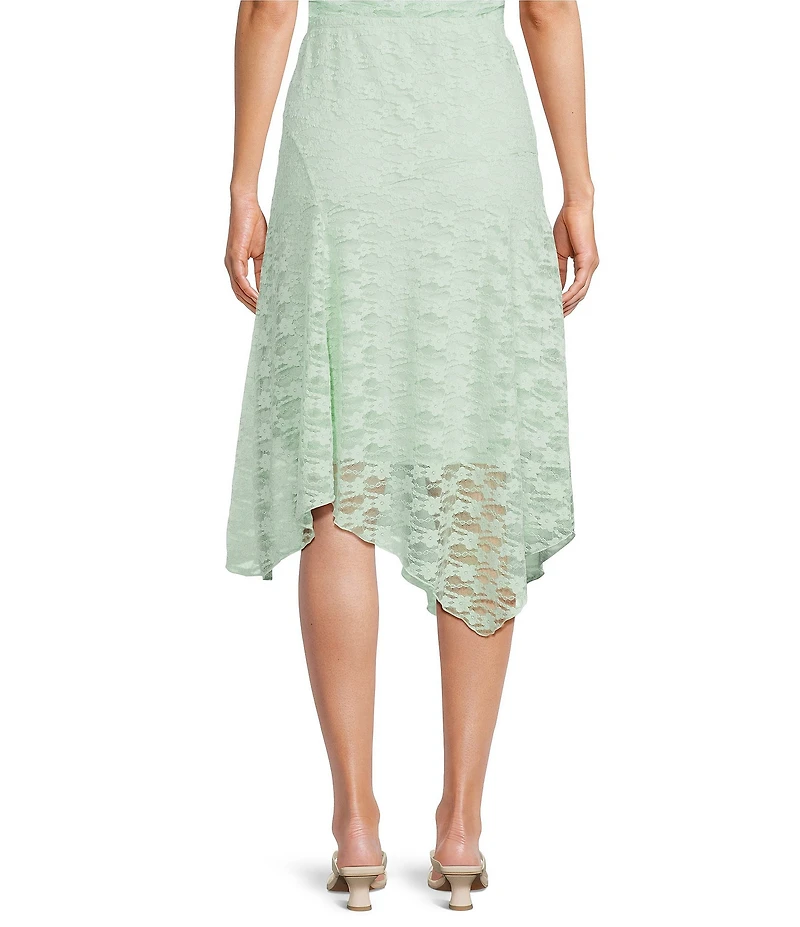 I.N. San Francisco Floral Printed Mesh Lace Asymmetrical Maxi Skirt