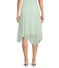 I.N. San Francisco Floral Printed Mesh Lace Asymmetrical Maxi Skirt