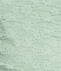 I.N. San Francisco Floral Printed Mesh Lace Mock Neck Shirred Side Top