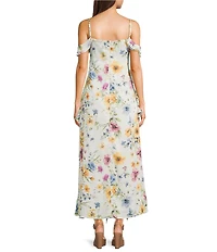 I.N. San Francisco Floral Printed Off The Shoulder Ruffled Side Slit Dress