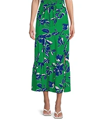 I.N. San Francisco Floral-Printed Tiered Side-Slit Coordinating Long Skirt