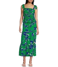 I.N. San Francisco Floral-Printed Tiered Side-Slit Coordinating Long Skirt