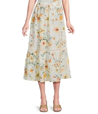 I.N. San Francisco Floral Printed Tiered Trim Maxi Skirt