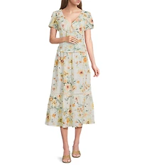 I.N. San Francisco Floral Printed Tiered Trim Maxi Skirt