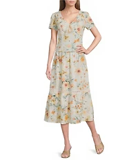 I.N. San Francisco Floral Printed Tiered Trim Maxi Skirt