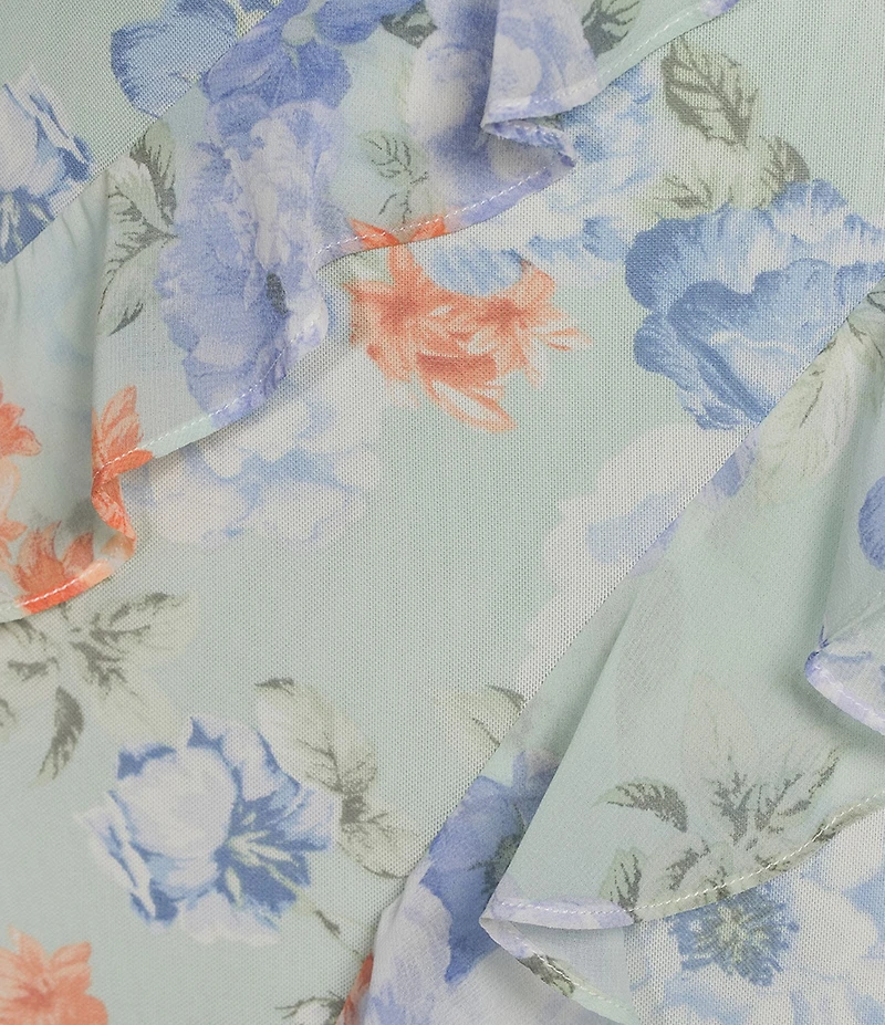 I.N. San Francisco Floral Printed V-Neck Ruffled Maxi Slip Dress