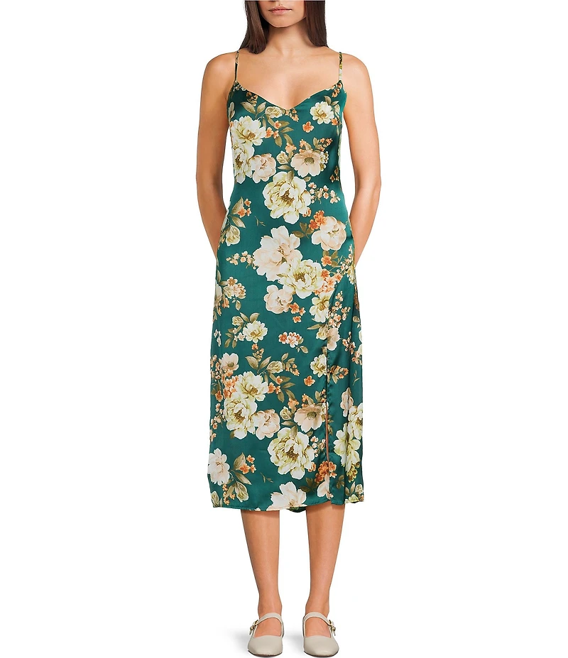 I.N. San Francisco Floral Printed V-Neck Slip Dress