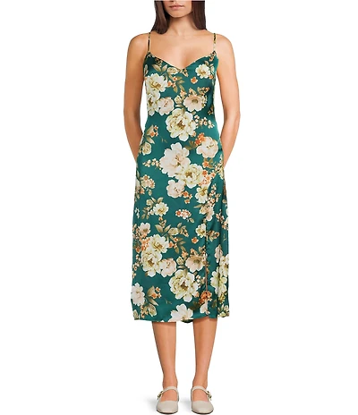I.N. San Francisco Floral Printed V-Neck Slip Dress
