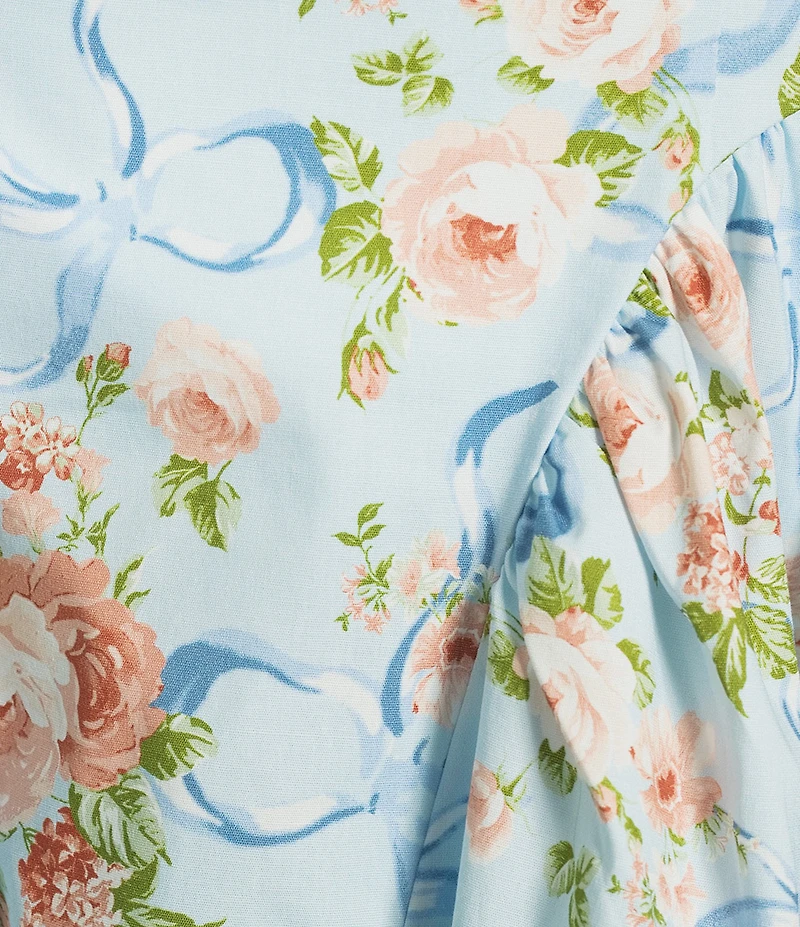 I.N. San Francisco Floral Ribbon Printed Drop Waist Bow Back Dress