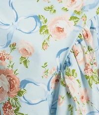 I.N. San Francisco Floral Ribbon Printed Drop Waist Bow Back Dress