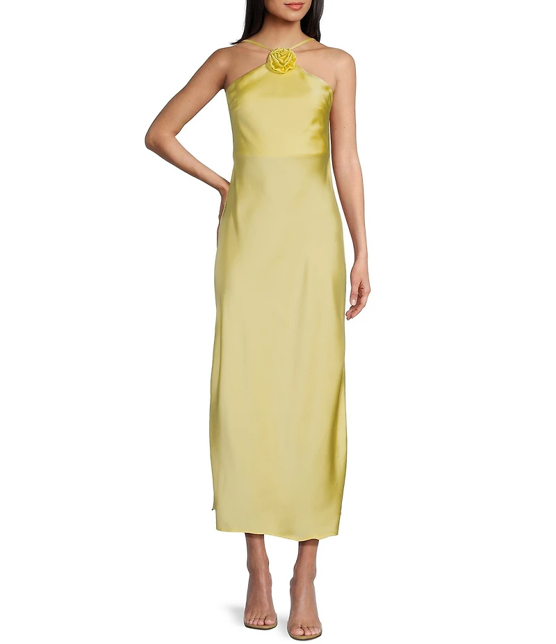 I.N. San Francisco Halter Neck Rose Long Slip Dress