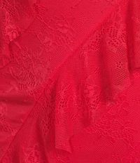 I.N. San Francisco Lace Mesh Strapless Asymmetrical Ruffle Maxi Dress