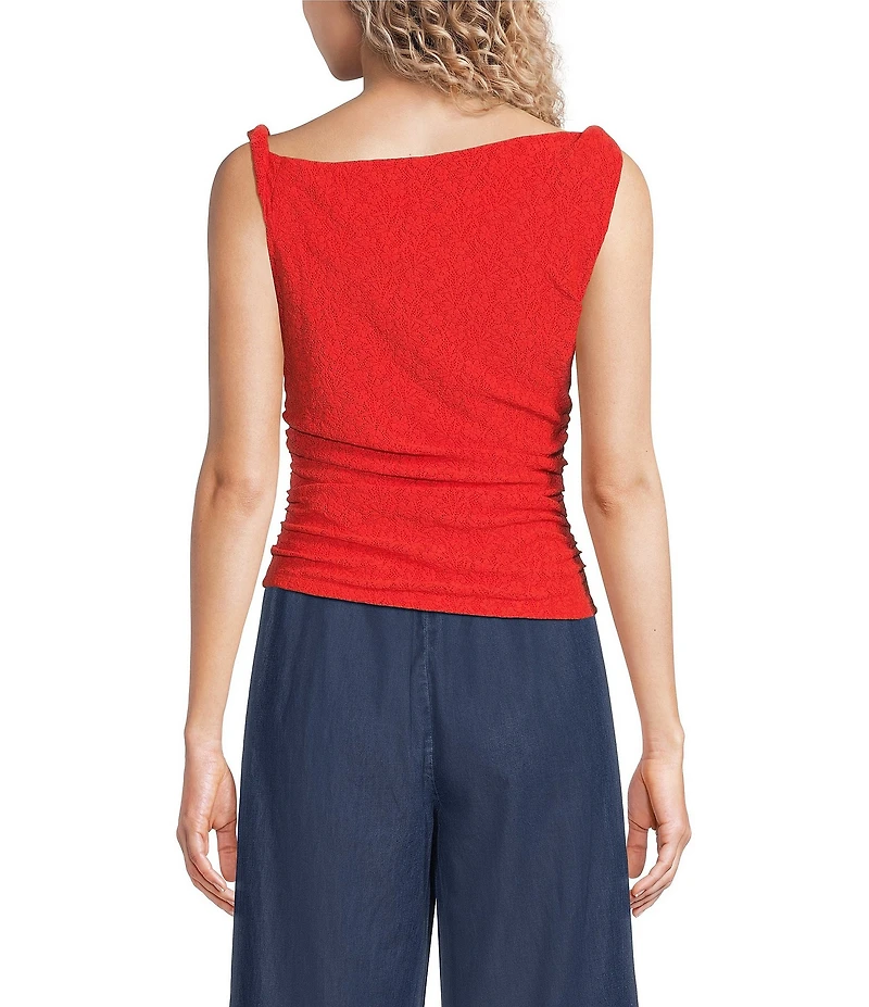 I.N. San Francisco Lace Twist Neck Rouched Side Top