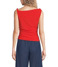 I.N. San Francisco Lace Twist Neck Rouched Side Top