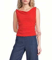 I.N. San Francisco Lace Twist Neck Rouched Side Top