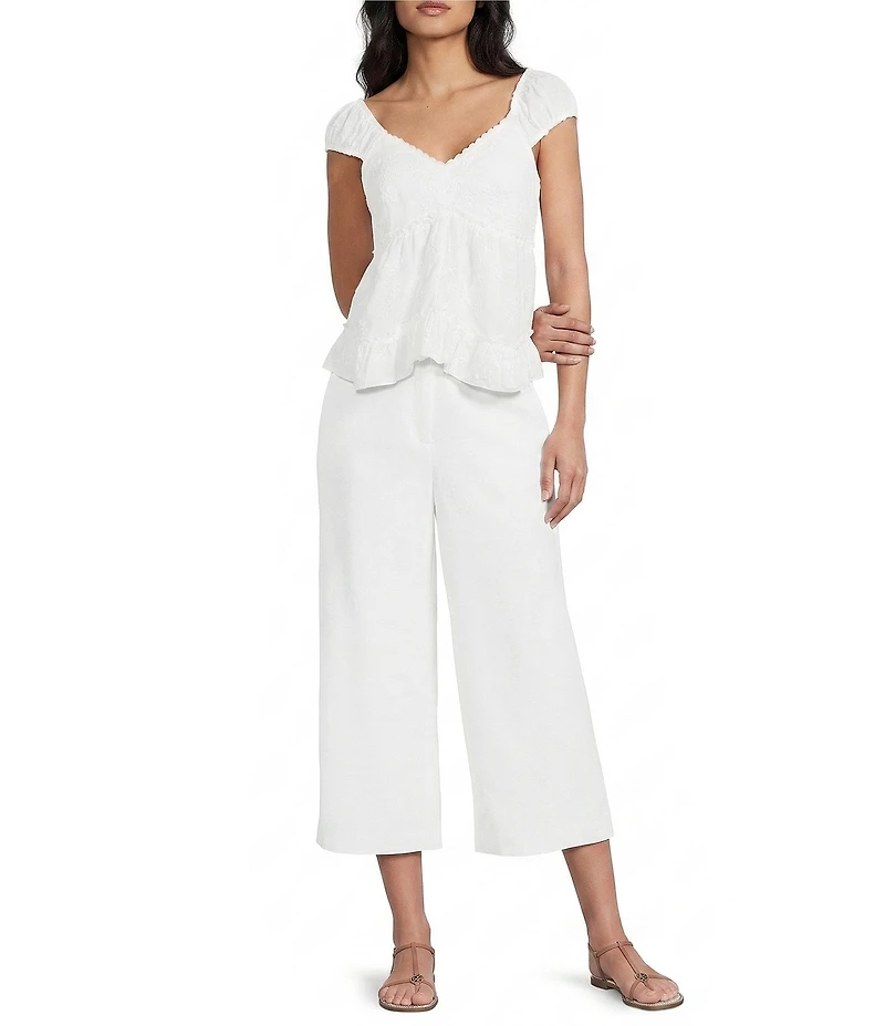 I.N. San Francisco Linen Wide Leg Crop Trouser