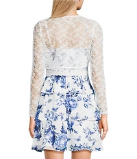 I.N. San Francisco Long Sleeve Button Front Lace Trim Shrug