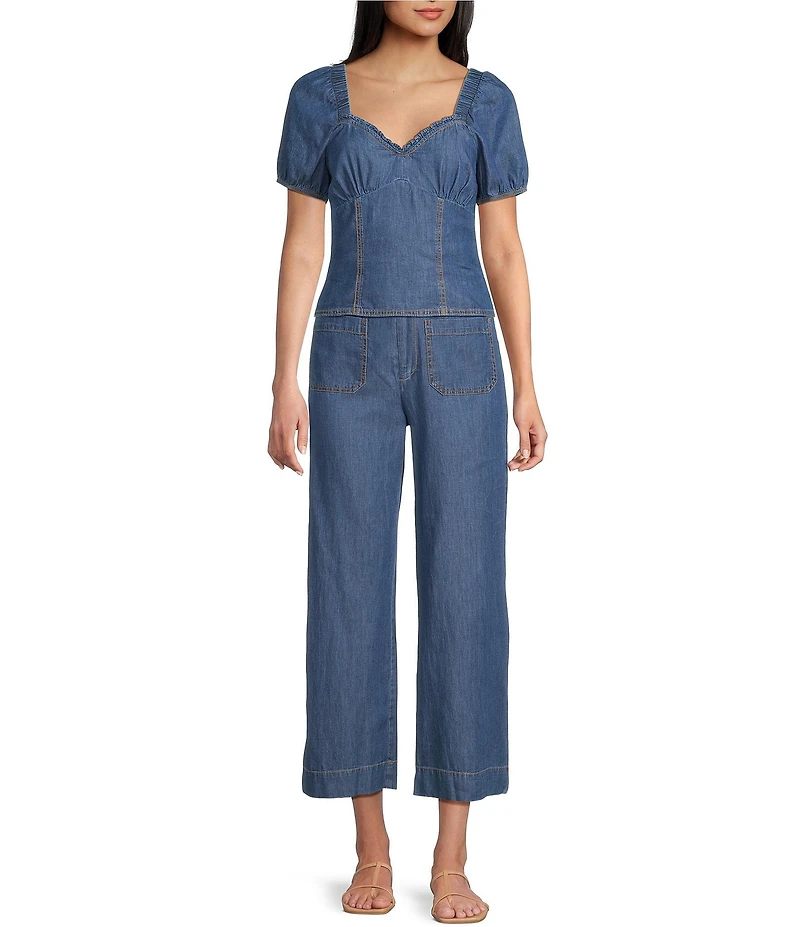 I.N. San Francisco Mid Rise Patch Pocket Wide Leg Coordinating Jeans