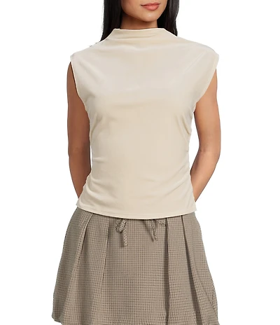 I.N. San Francisco Mock Neck Shirred Side Seam Tank Top