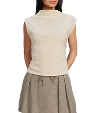 I.N. San Francisco Mock Neck Shirred Side Seam Tank Top