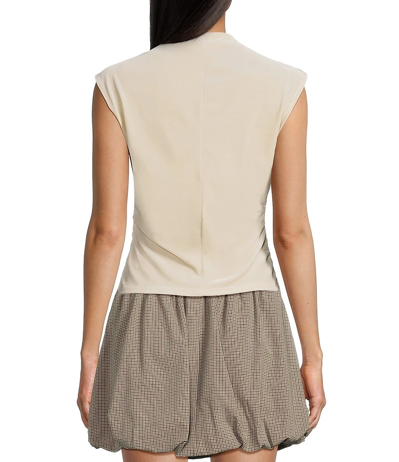 I.N. San Francisco Mock Neck Shirred Side Seam Tank Top