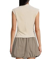 I.N. San Francisco Mock Neck Shirred Side Seam Tank Top