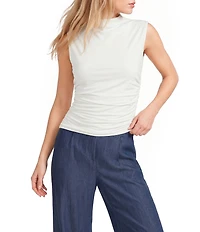 I.N. San Francisco Mock Neck Shirred Side Top